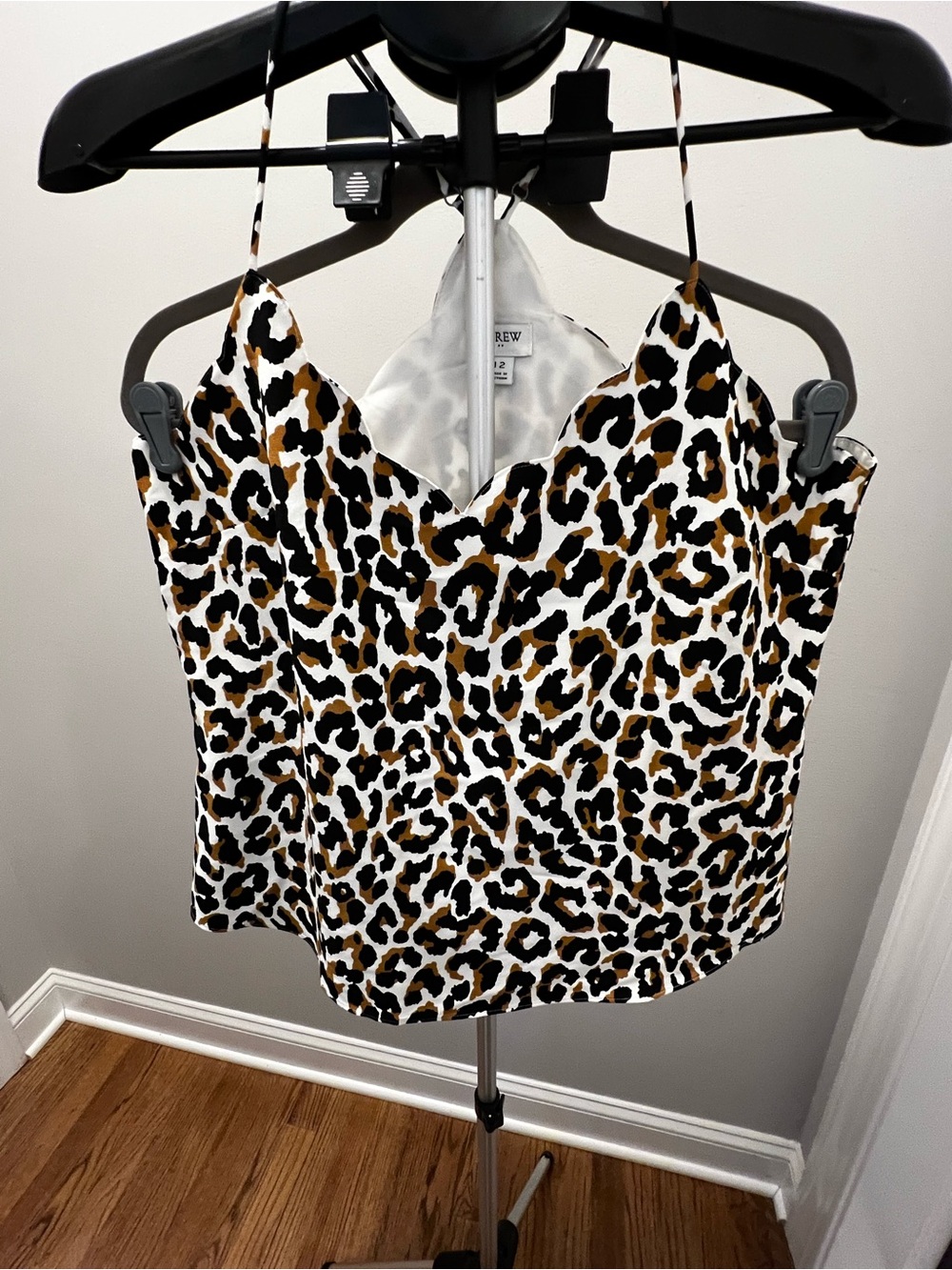 J. Crew Leopard Print Spaghetti Strap Tank in Brown Black White